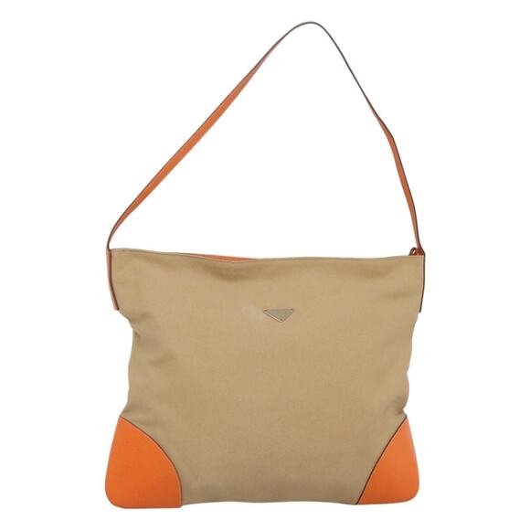 PRADA Tote Bag Canvas Beige Silver - Picture 1 of 13